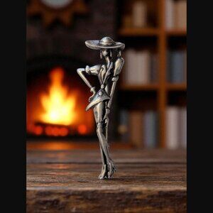 Vintage 925 Sterling Silver 2.75" Stylish Woman Brooch Pin